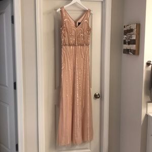 Adrianna Papell blush bridesmaid dress
